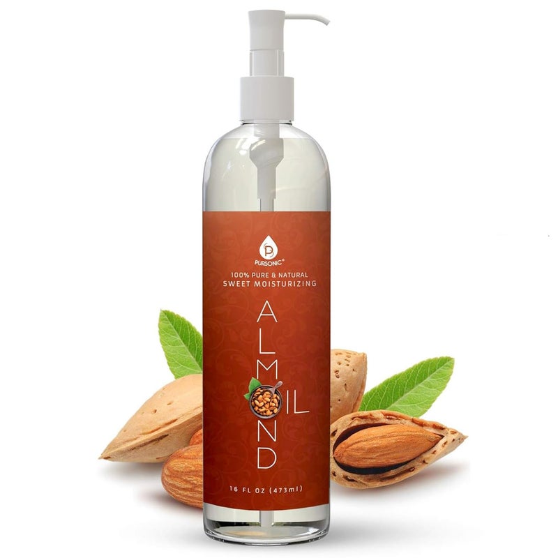 Pursonic 100% Natural Sweet Almond Oil for Skin â€“ Nourishing formula for Body & Hair Care, Aromatherapy, Moisturizing and Massage - Almond Essential Oil for Glowing Skin & Healthy Hair - Image 1